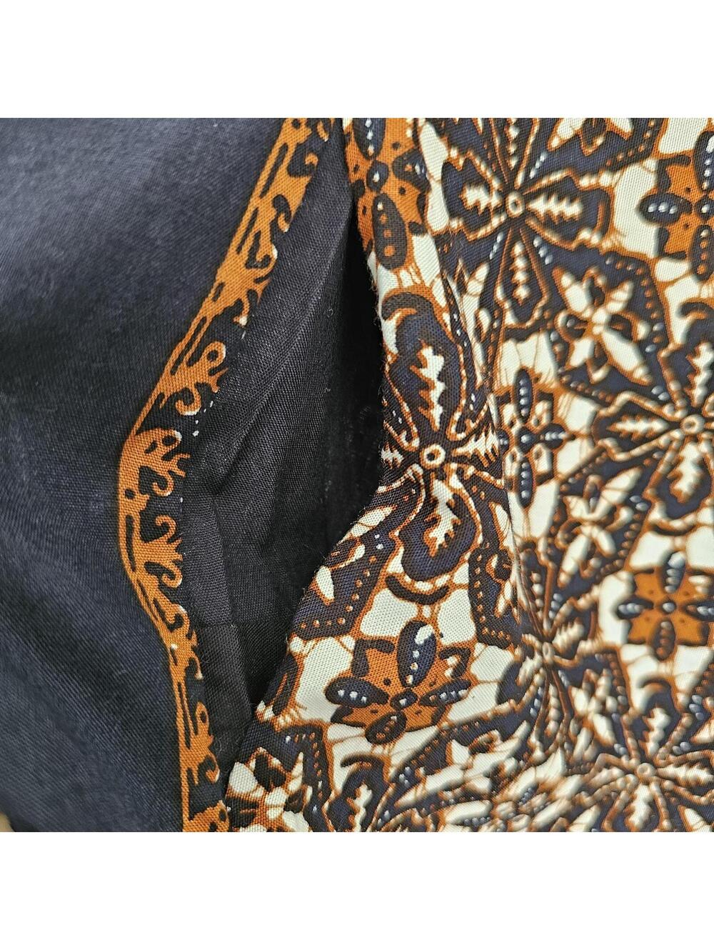 Vintage Indonesian Batik Sundress Wayang Print Cotton Midi Boho Festival Style - Picture 10 of 13